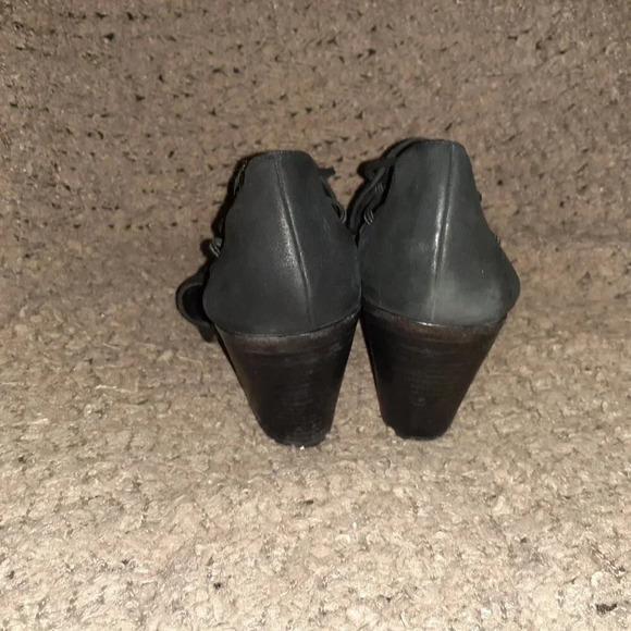 EILEEN FISHER -Nikki-Peep Toe-Block Heel-Black Nubuck Leather-Sz 9-Excellent - Picture 6 of 9